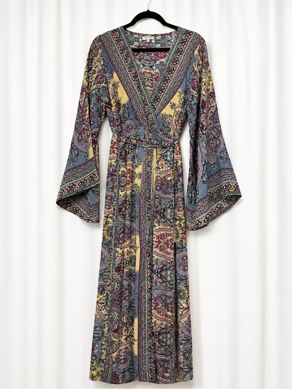 Earthbound Trading Co Paisley Boho Bell Sleeve Maxi Dress Size M